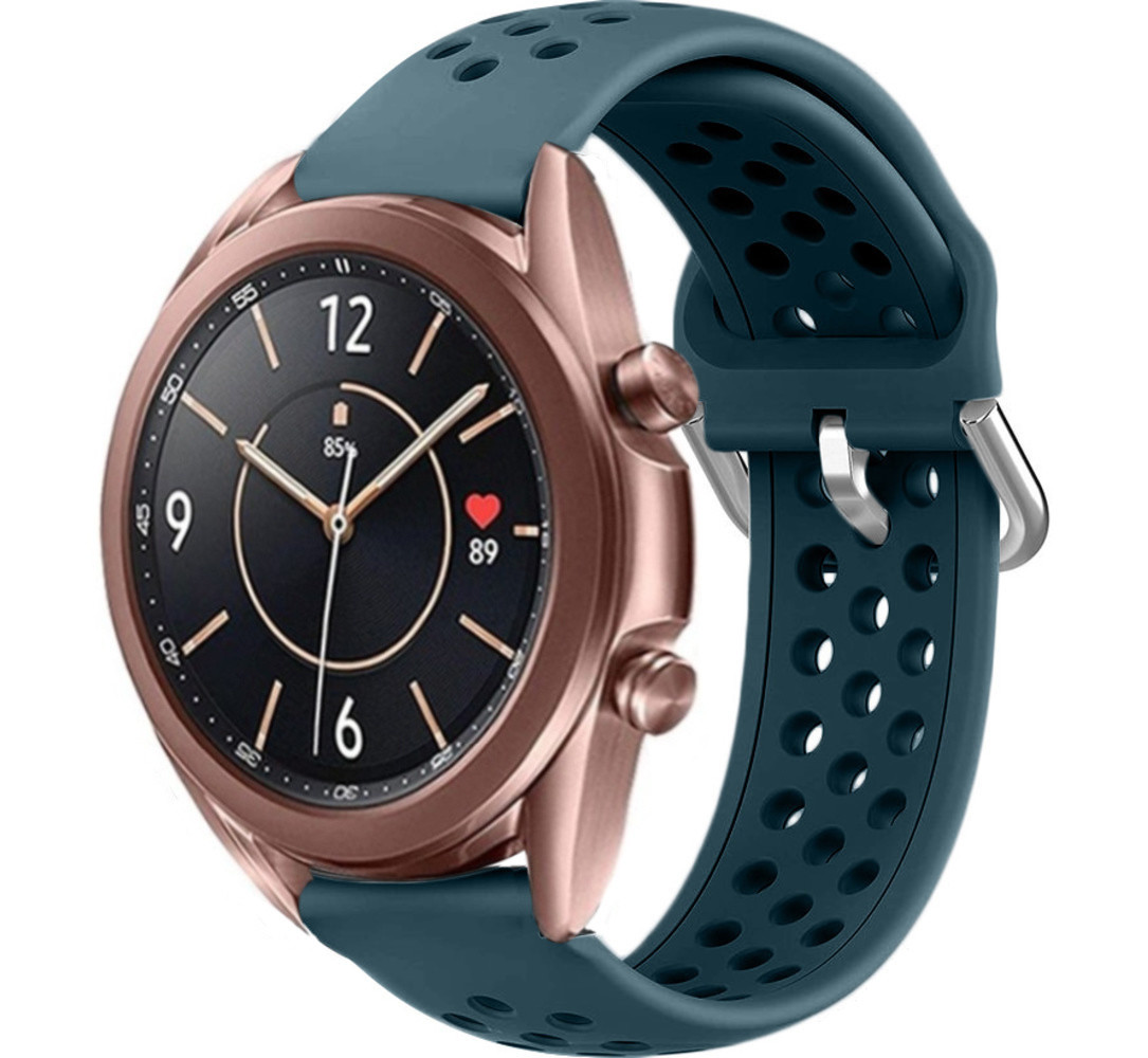 Strap-it® Strap-it Samsung Galaxy Watch 3 - 41mm Silikonarmband mit Löchern (Steingrün)