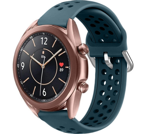 Strap-it® Strap-it Samsung Galaxy Watch 3 - 41mm Silikonarmband mit Löchern (Steingrün)