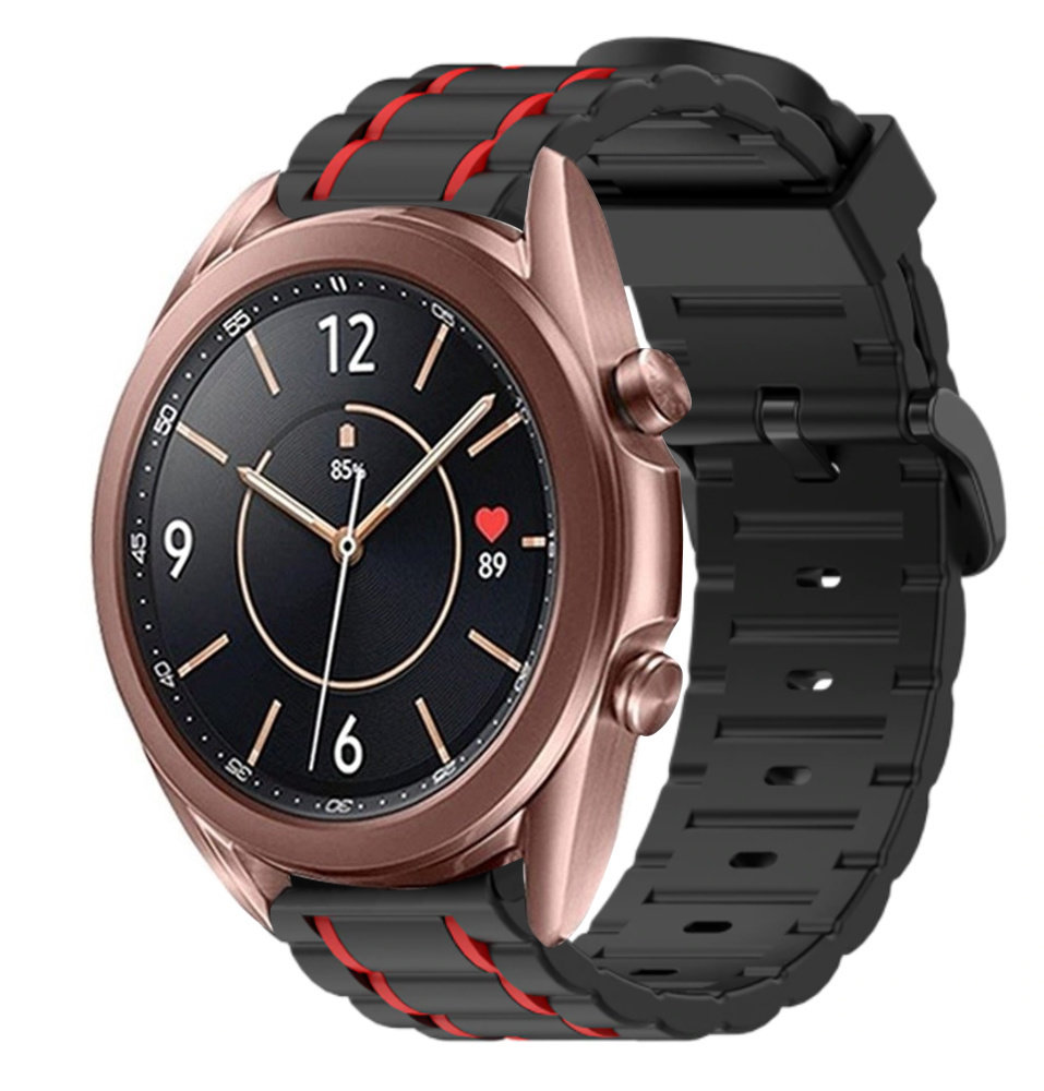 Strap-it® Strap-it Samsung Galaxy Watch 3 41mm Sport Schnallenarmband (Schwarz/Rot)