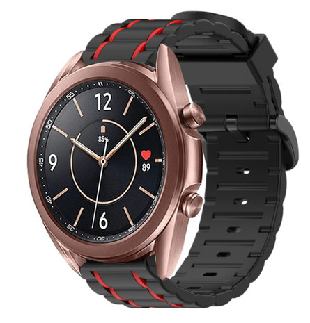 Strap-it® Strap-it Samsung Galaxy Watch 3 41mm Sport Schnallenarmband (Schwarz/Rot)