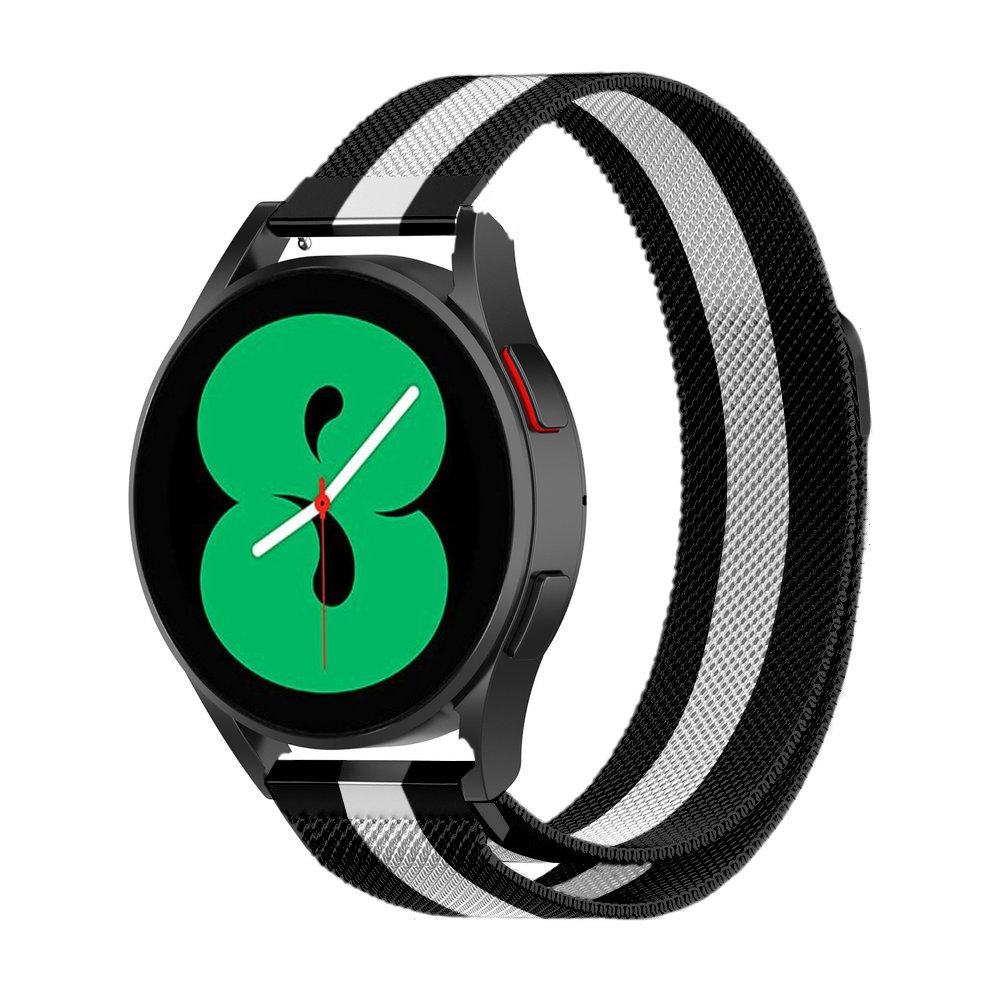 Strap-it® Strap-it Samsung Galaxy Watch 4 - 44mm Milanese Armband (Schwarz/Weiß)