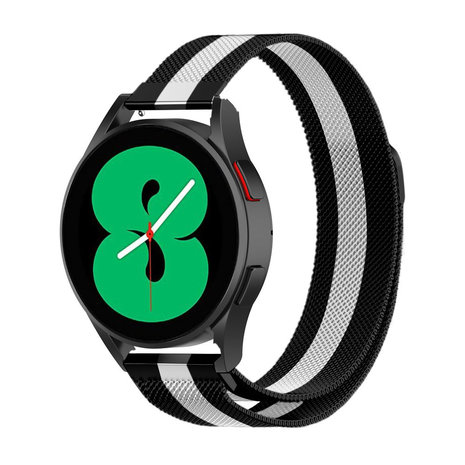 Strap-it® Strap-it Samsung Galaxy Watch 4 - 44mm Milanese Armband (Schwarz/Weiß)
