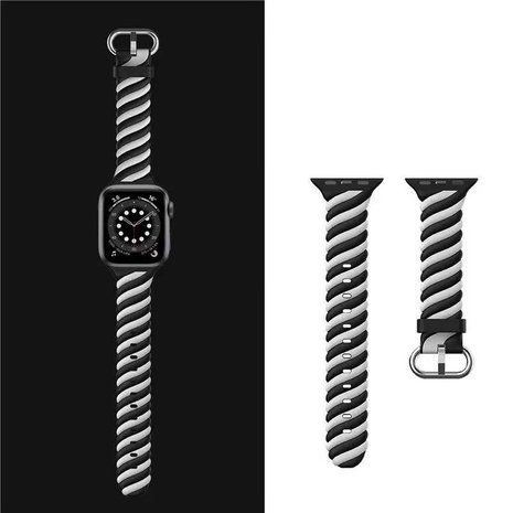 Strap-it® Strap-it Apple Watch Twisted Silikonarmband (Schwarz/Weiß)