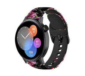 Strap-it® Huawei Watch GT 3 42mm Silikonarmband (Rosa Blume) Strap-it® Huawei Watch GT 3 42mm Silikonarmband (Rosa Blume)