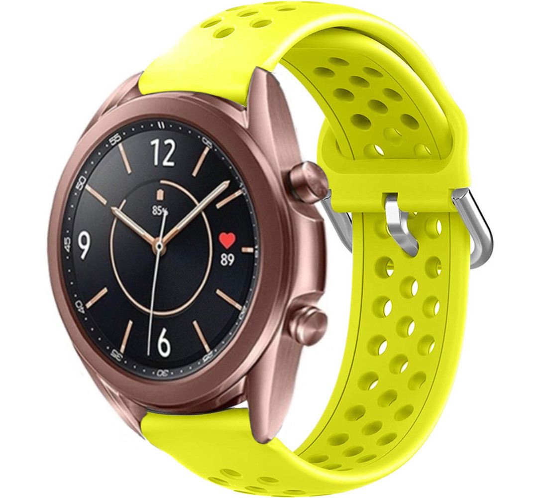 Strap-it® Strap-it Samsung Galaxy Watch 3 - 41mm Silikonarmband mit Löchern (Gelb)