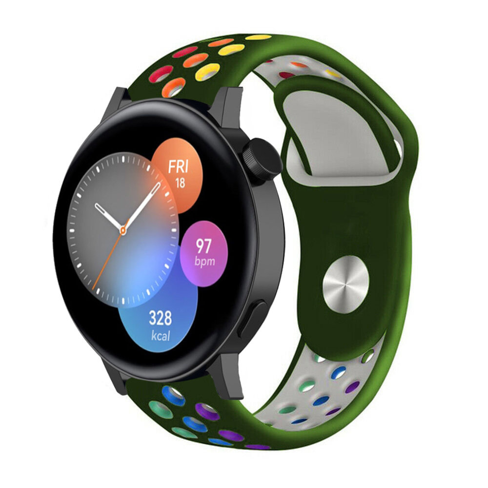 Strap-it® Strap-it Huawei Watch GT 3 42mm Sportarmband (Armeegrün/Bunt)