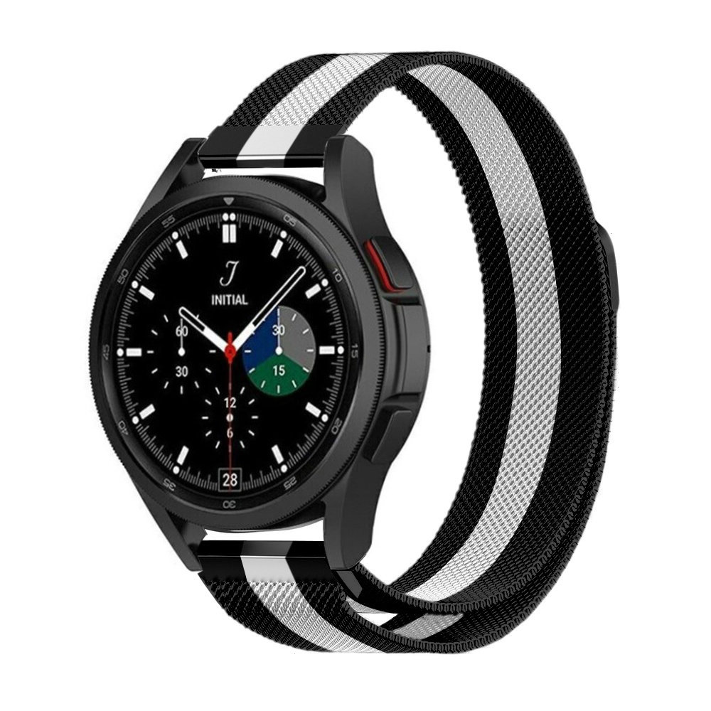 Strap-it® Strap-it Samsung Galaxy Watch 4 Classic 46mm Milanese Armband (Schwarz/Weiß)