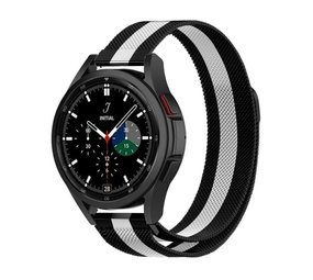 Strap-it® Samsung Galaxy Watch 4 Classic 46mm Milanese Armband (Schwarz/Weiß) Strap-it® Samsung Galaxy Watch 4 Classic 46mm Milanese Armband (Schwarz/Weiß)