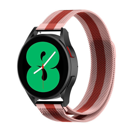 Strap-it® Strap-it Samsung Galaxy Watch 4 - 40mm Milanese Armband (Rot/Rosa)