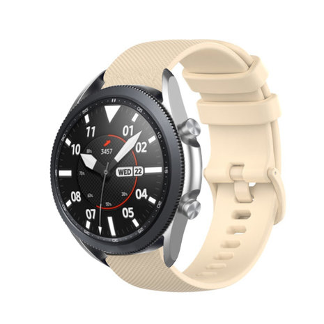 Strap-it® Strap-it Samsung Galaxy Watch 3 45mm Luxus-Silikonarmband (Beige)