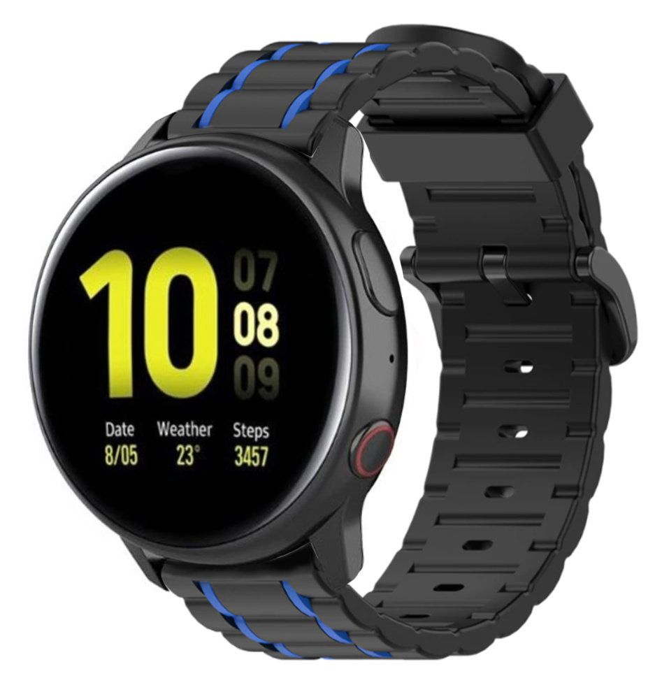 Strap-it® Strap-it Samsung Galaxy Watch Active Sport Schnallenarmband (Schwarz/Blau)