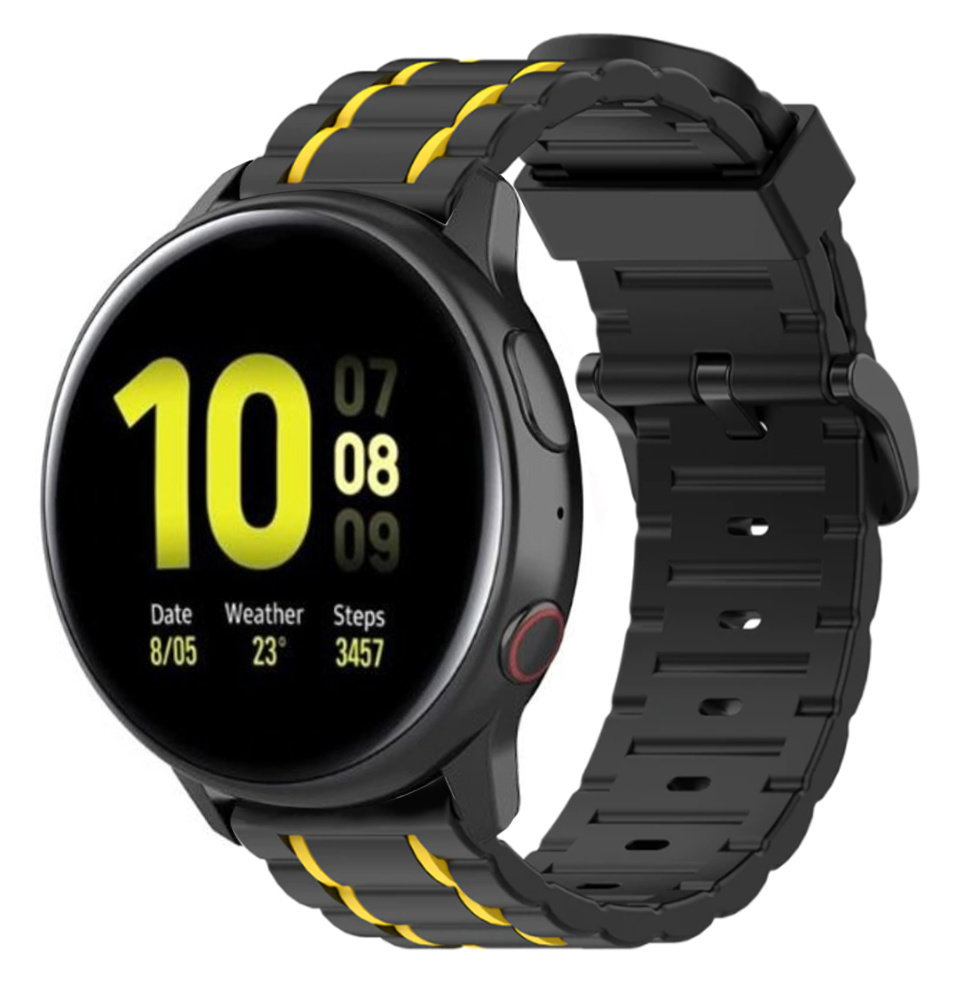 Strap-it® Strap-it Samsung Galaxy Watch Active Sport Schnallenarmband (Schwarz/Gelb) Strap-it® Strap-it Samsung Galaxy Watch Active Sport Schnallenarmband (Schwarz/Gelb)