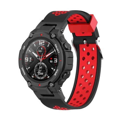 Strap-it® Strap-it Amazfit T-Rex (Pro) Sportarmband (Schwarz/Rot) Strap-it® Strap-it Amazfit T-Rex (Pro) Sportarmband (Schwarz/Rot)