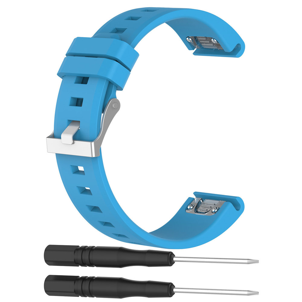 Strap-it® Strap-it Garmin Fenix 5x/6x glänzendes Silikonarmband (Hellblau) Strap-it® Strap-it Garmin Fenix 5x/6x glänzendes Silikonarmband (Hellblau)