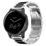 Strap-it® Garmin Vivoactive 4s 40mm Stahlarmband (Silber/Schwarz) Strap-it® Garmin Vivoactive 4s 40mm Stahlarmband (Silber/Schwarz)
