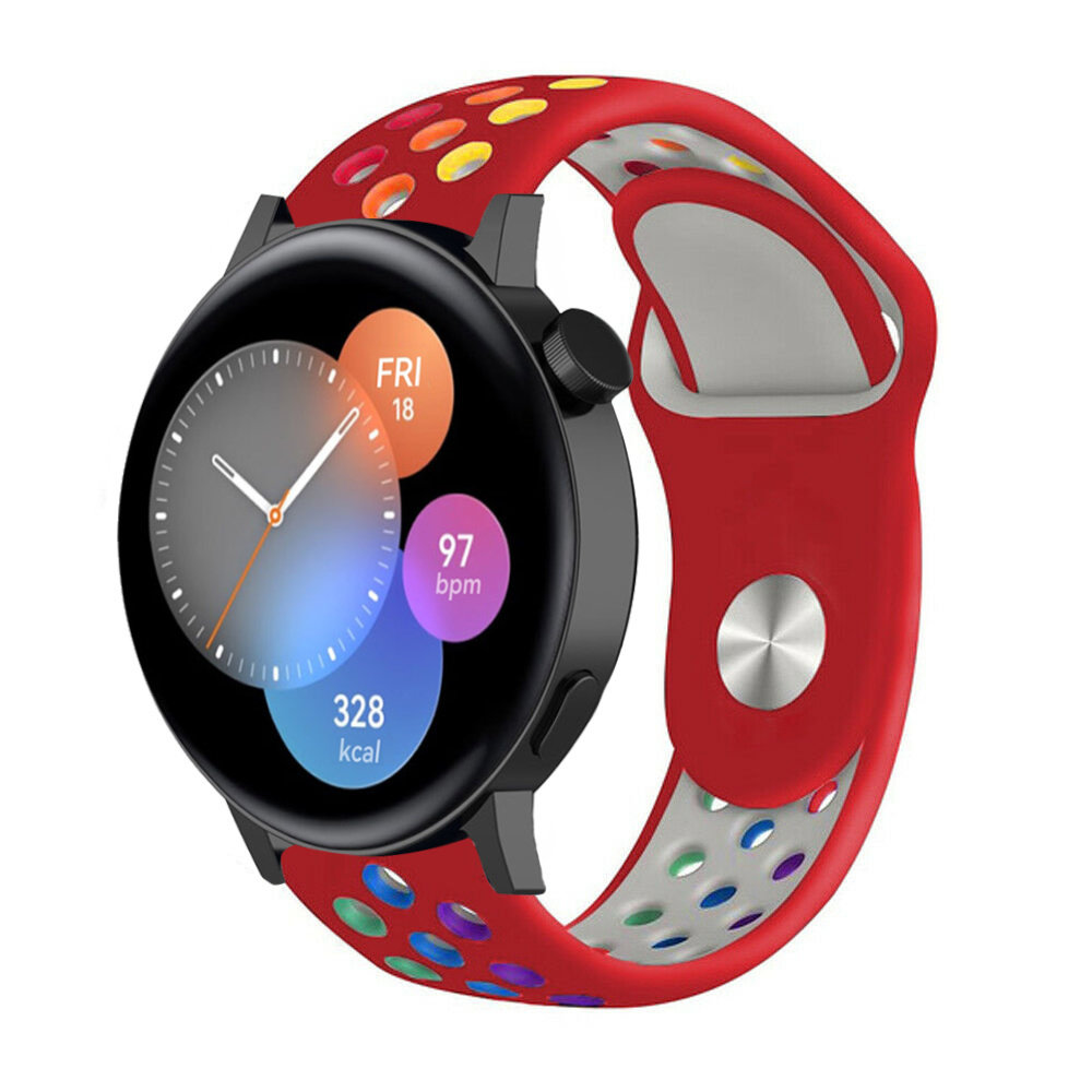 Strap-it® Strap-it Huawei Watch GT 3 42mm Sportarmband (Rot/Bunt)