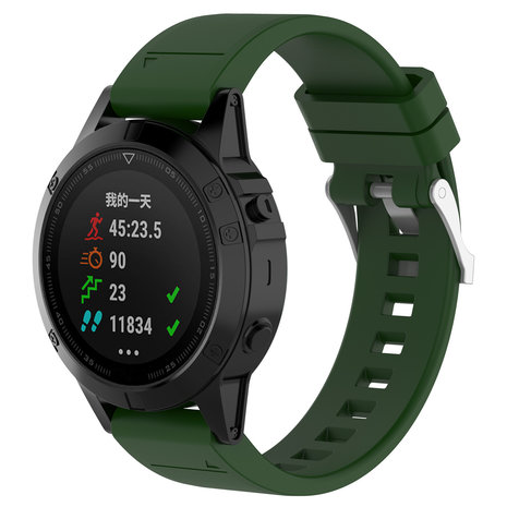 Strap-it® Strap-it Garmin Fenix 5x/6x glänzendes Silikonarmband (Armeegrün) Strap-it® Strap-it Garmin Fenix 5x/6x glänzendes Silikonarmband (Armeegrün)