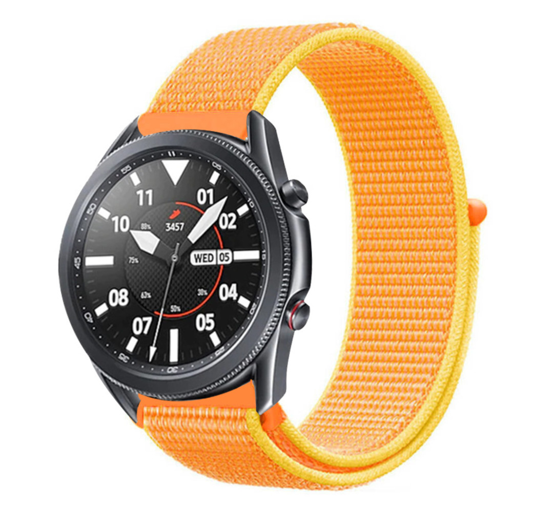 Strap-it® Strap-it Samsung Galaxy Watch 3 45mm Nylon Armband (Orange/Gelb)