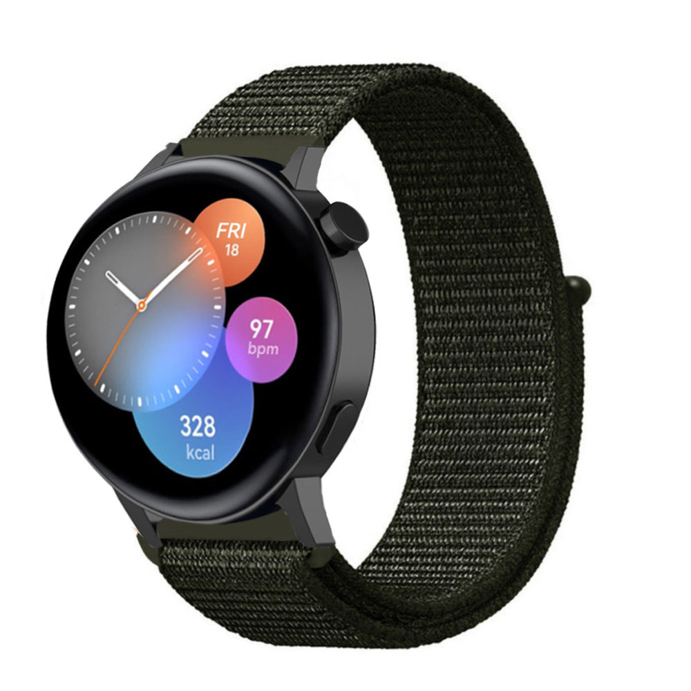 Strap-it® Strap-it  Huawei GT 3 42mm Nylon Armband (Dunkelgrün)