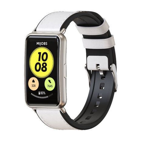 Strap-it® Strap-it Huawei Watch Fit Leder-Hybridarmband (Weiß)