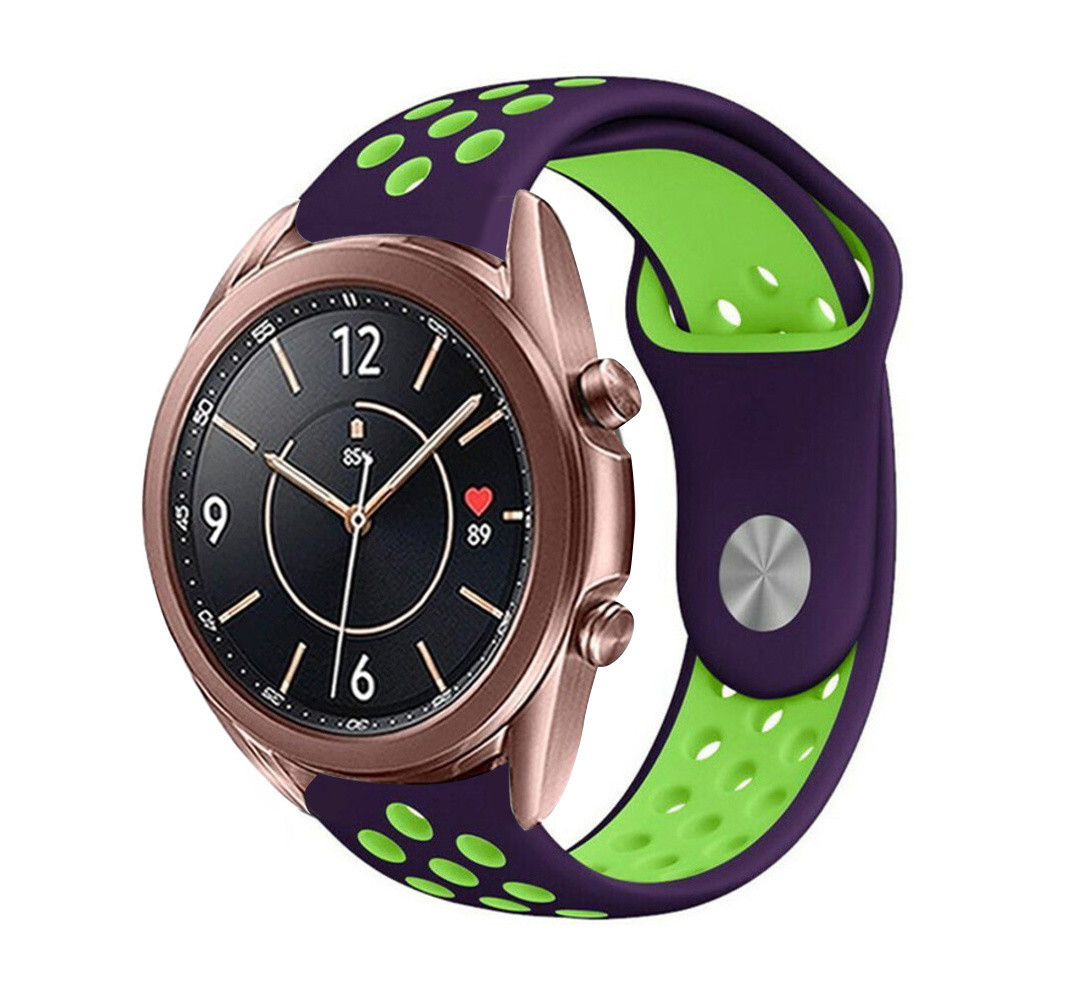 Strap-it® Strap-it Samsung Galaxy Watch 3 41mm Sportarmband (Lila/Grün)