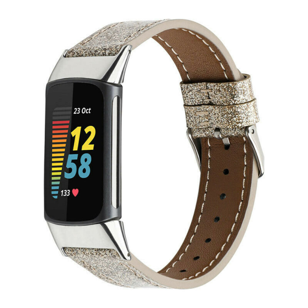 Fitbit Charge 5 Lederarmband (Gold) - Smartwatcharmbaender.de