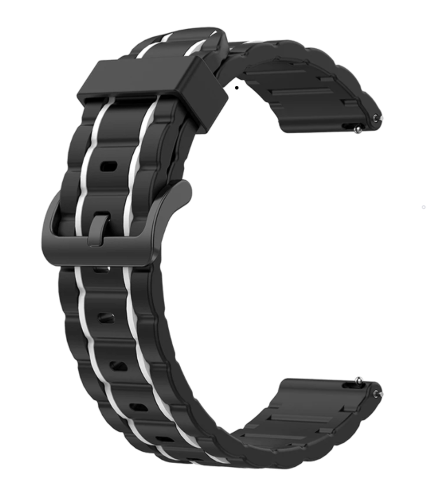Strap-it® Strap-it Samsung Galaxy Watch 3 41mm Sport Schnallenarmband (Schwarz/Weiß)