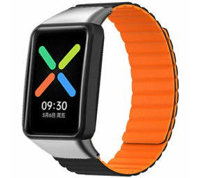 Strap-it® Oppo Watch Free Silikon Magnetarmband (Orange/Schwarz) Strap-it® Oppo Watch Free Silikon Magnetarmband (Orange/Schwarz)