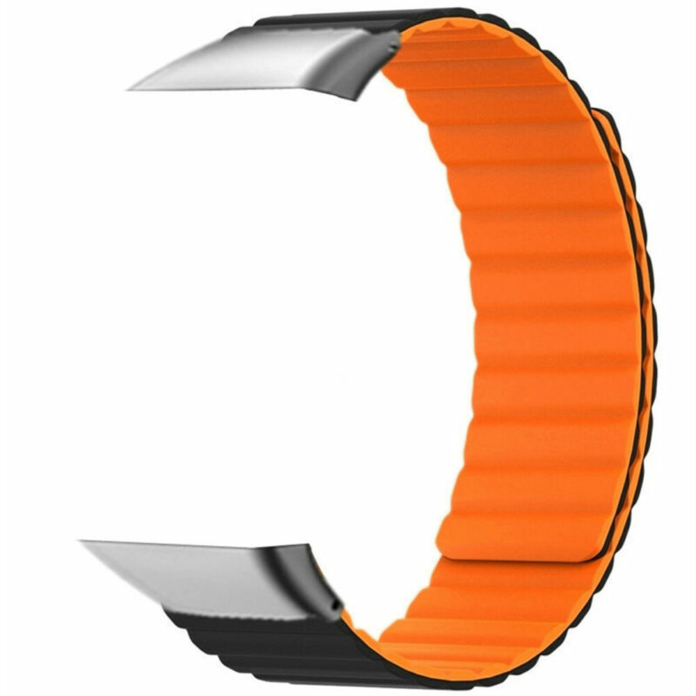 Strap-it® Strap-it Oppo Watch Free Silikon Magnetarmband (Orange/Schwarz) Strap-it® Strap-it Oppo Watch Free Silikon Magnetarmband (Orange/Schwarz)