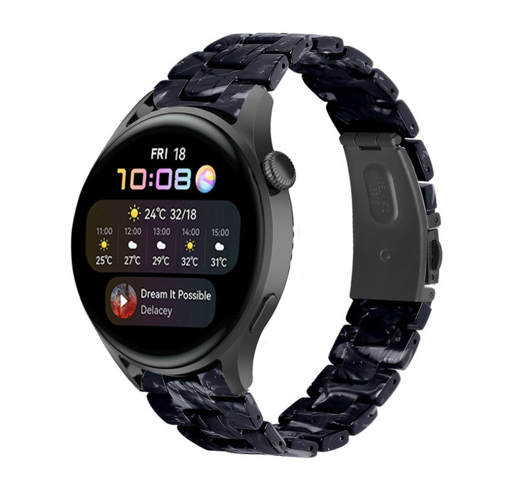 Strap-it® Strap-it Huawei Watch 3 (Pro) Harzarmband (Schwarz/Weiß)