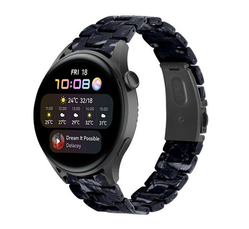 Strap-it® Strap-it Huawei Watch 3 (Pro) Harzarmband (Schwarz/Weiß)