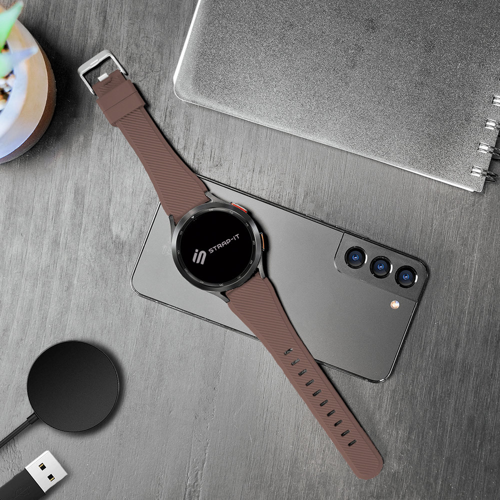 Strap-it® Strap-it Samsung Galaxy Watch Active / Active 2 Armband Silikon (KaffeeBraun)