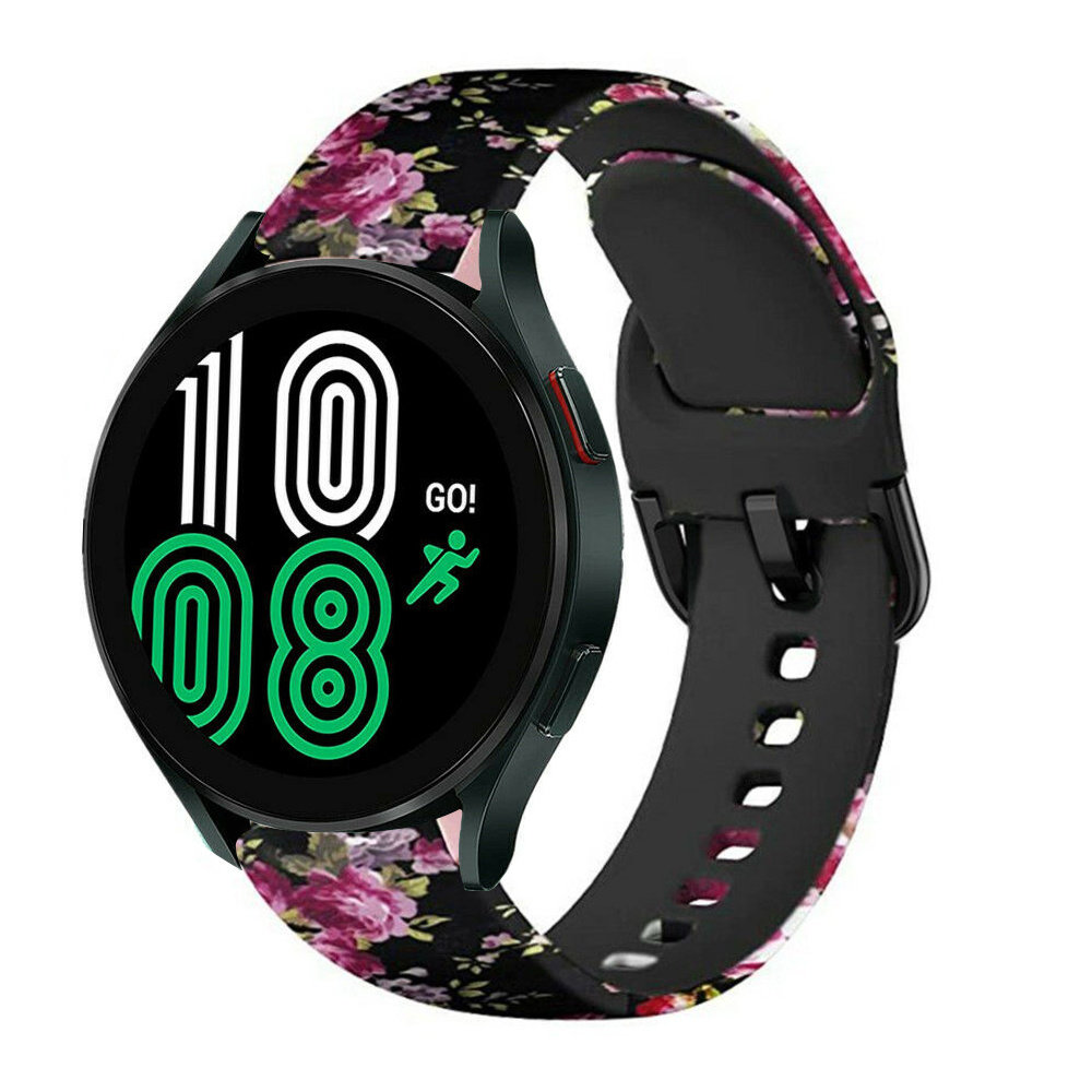 Strap-it® Strap-it Samsung Galaxy Watch 4 44mm Rosa Blumen Silikonarmband