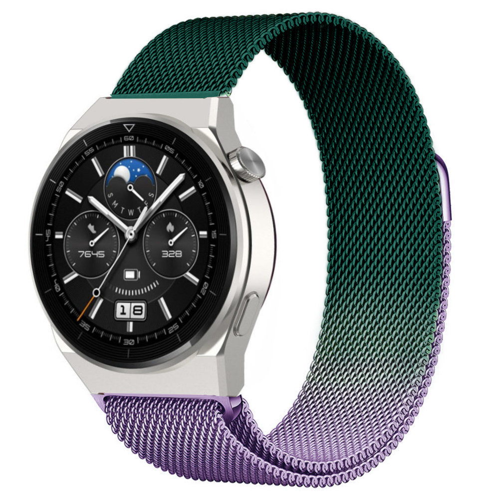 Strap-it® Strap-it Huawei Watch GT 3 Pro 46mm Milanese-Armband (Lila/Grün)