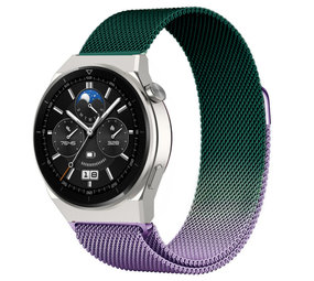 Strap-it® Huawei Watch GT 3 Pro 46mm Milanese-Armband (Lila/Grün) Strap-it® Huawei Watch GT 3 Pro 46mm Milanese-Armband (Lila/Grün)