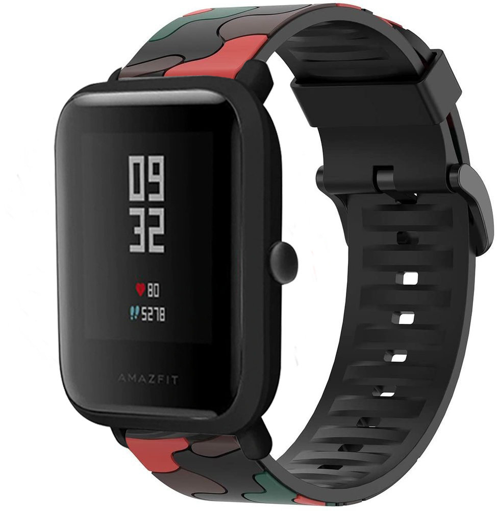 Strap-it® Strap-it Xiaomi Amazfit Bip Camouflage Armband (Rot)