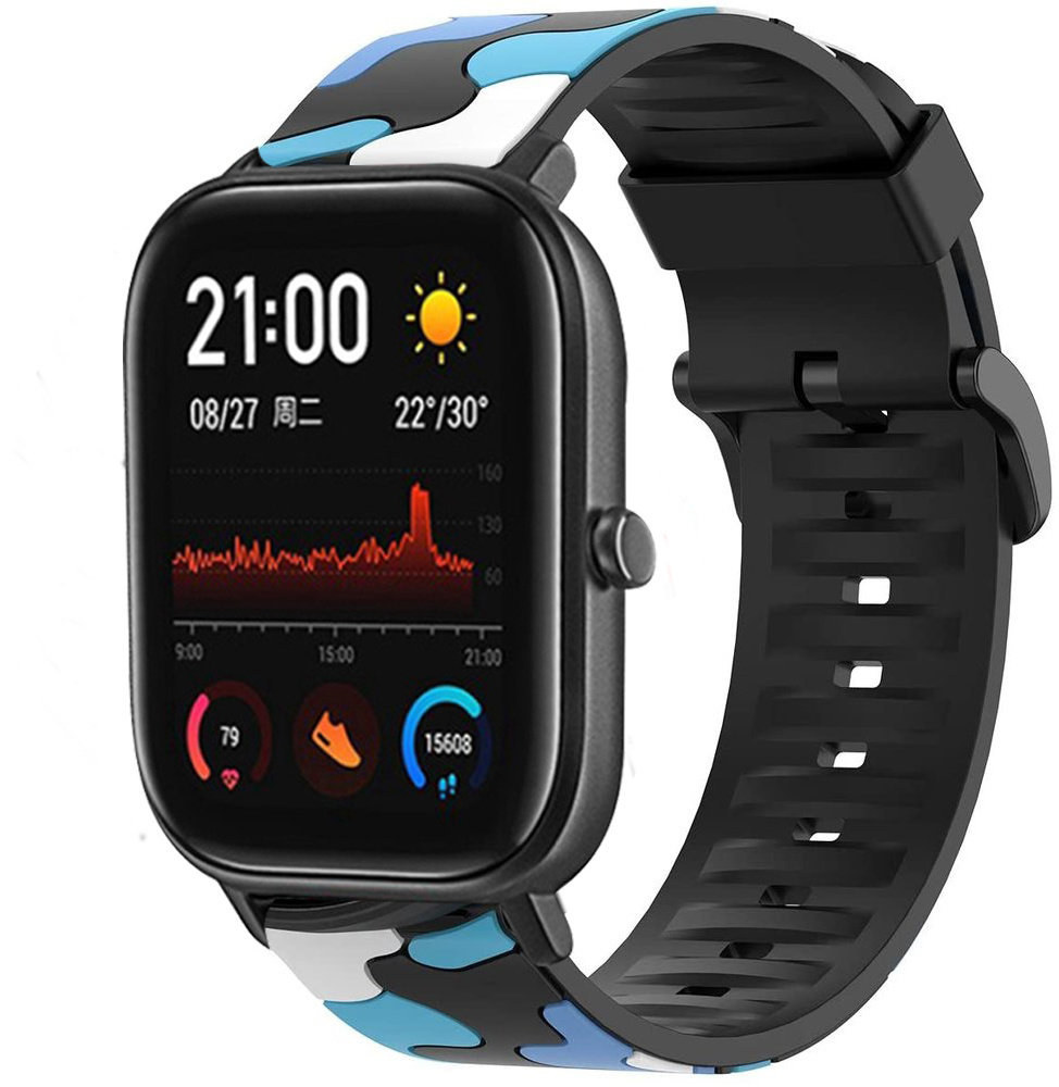 Strap-it® Strap-it Xiaomi Amazfit GTS Camouflage Armband (Blau)