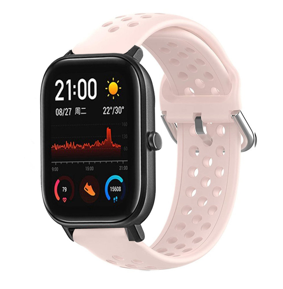 Strap-it® Strap-it Xiaomi Amazfit GTS Silikonarmband mit Löchern (Rosa)