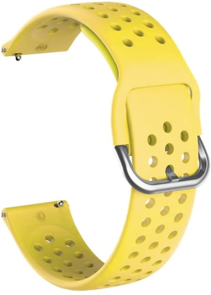 Strap-it® Strap-it Amazfit GTS 3 Silikonarmband mit Löchern (Gelb)