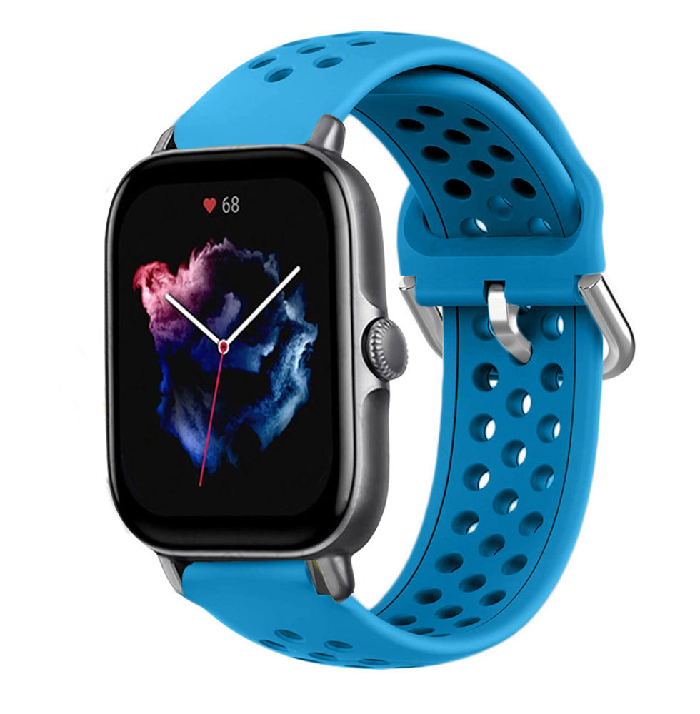 Strap-it® Strap-it Amazfit GTS 3 Silikonarmband mit Löchern (Hellblau)