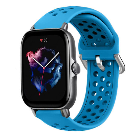 Strap-it® Strap-it Amazfit GTS 3 Silikonarmband mit Löchern (Hellblau)