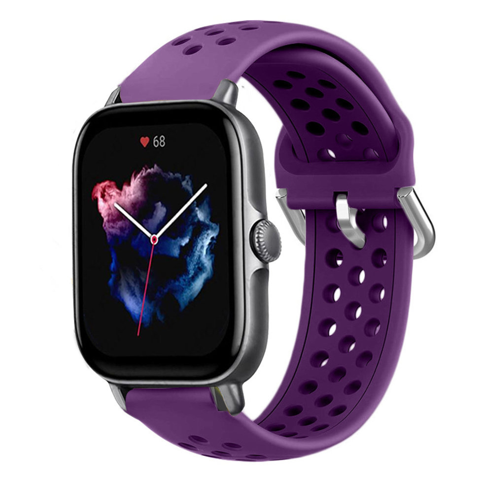Strap-it® Strap-it Amazfit GTS 3 Silikonarmband mit Löchern (Lila)