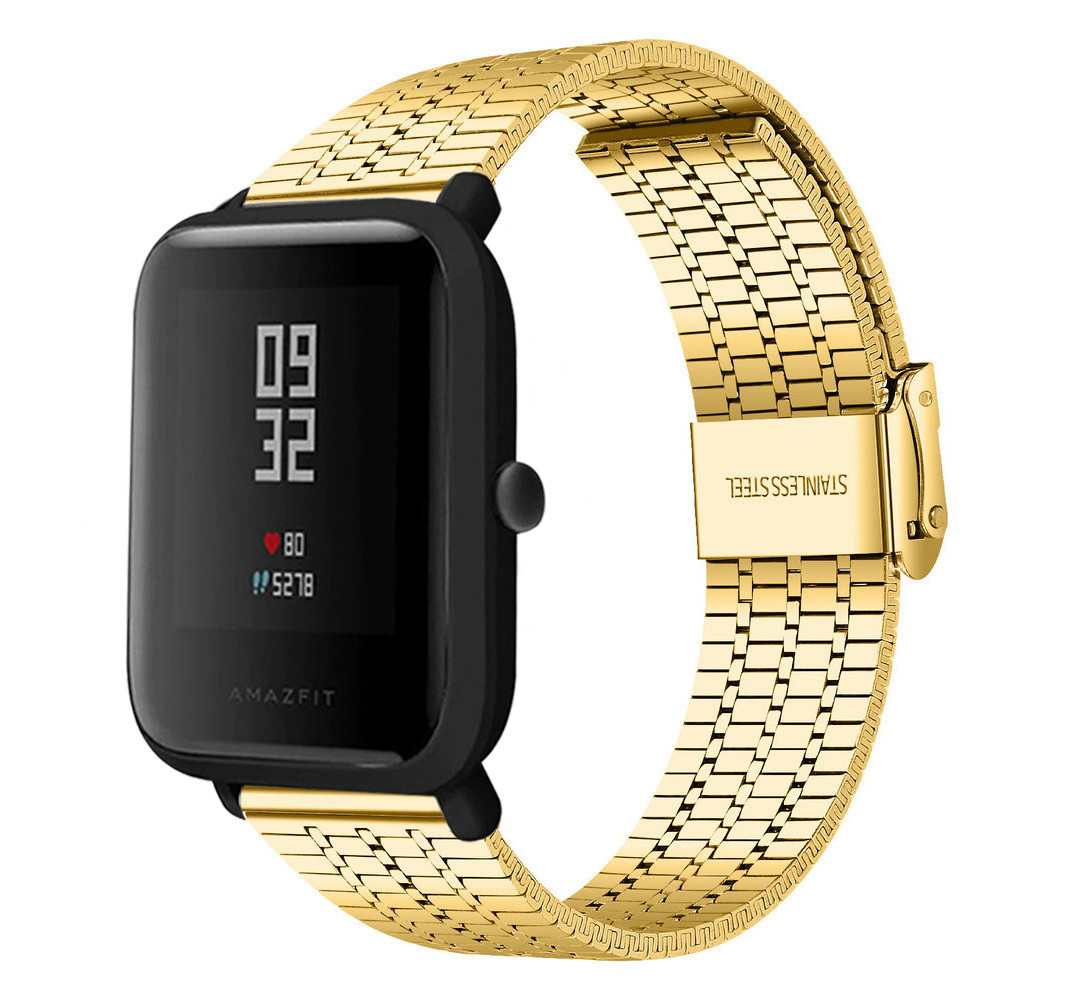 Strap-it® Strap-it Xiaomi Amazfit Bip Edelstahlarmband (Gold) Strap-it® Strap-it Xiaomi Amazfit Bip Edelstahlarmband (Gold)