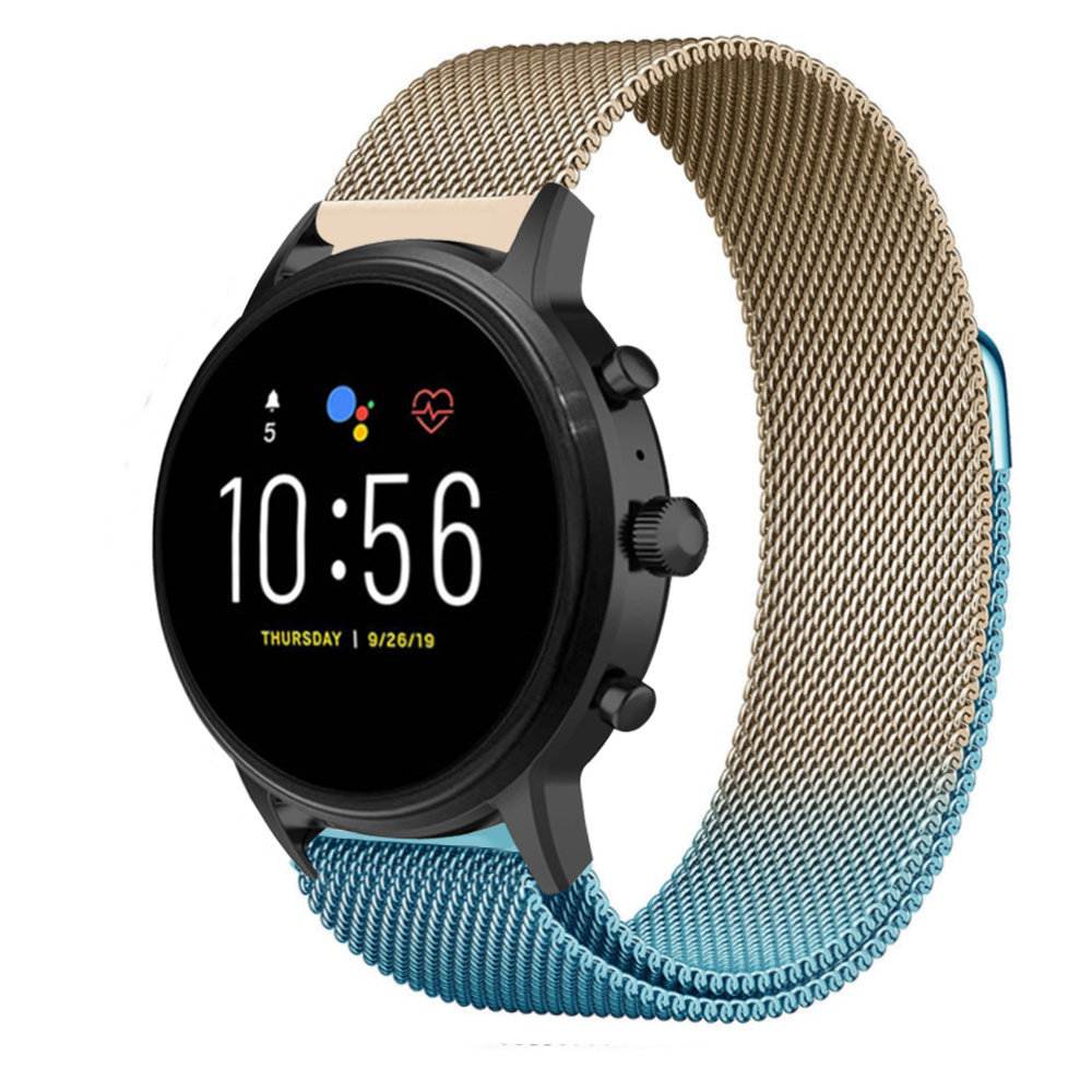 Strap-it® Strap-it Fossil Gen 5 Milanese Armband (Blau/Gold)