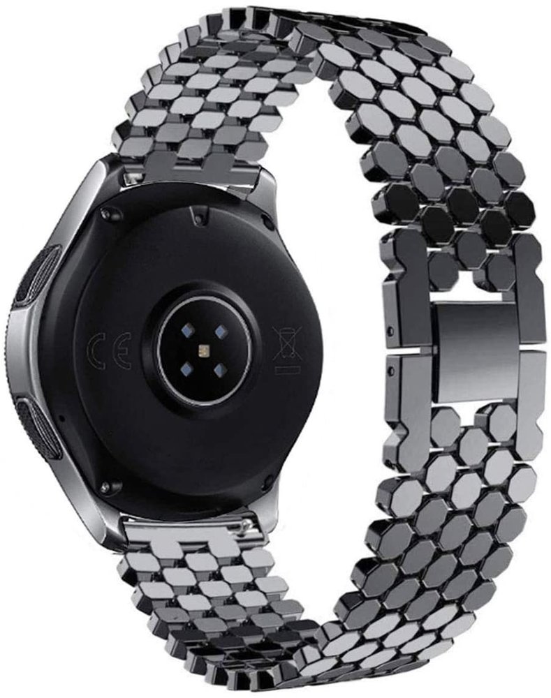 Strap-it® Strap-it Fossil Gen 6 44mm Stahlarmband Fisch (Schwarz)