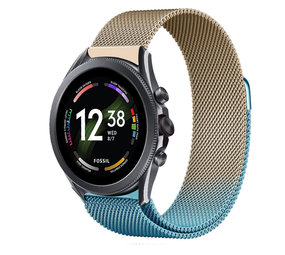 Strap-it® Fossil Gen 6 44mm Milanese Armband (Blau/Gold) Strap-it® Fossil Gen 6 44mm Milanese Armband (Blau/Gold)