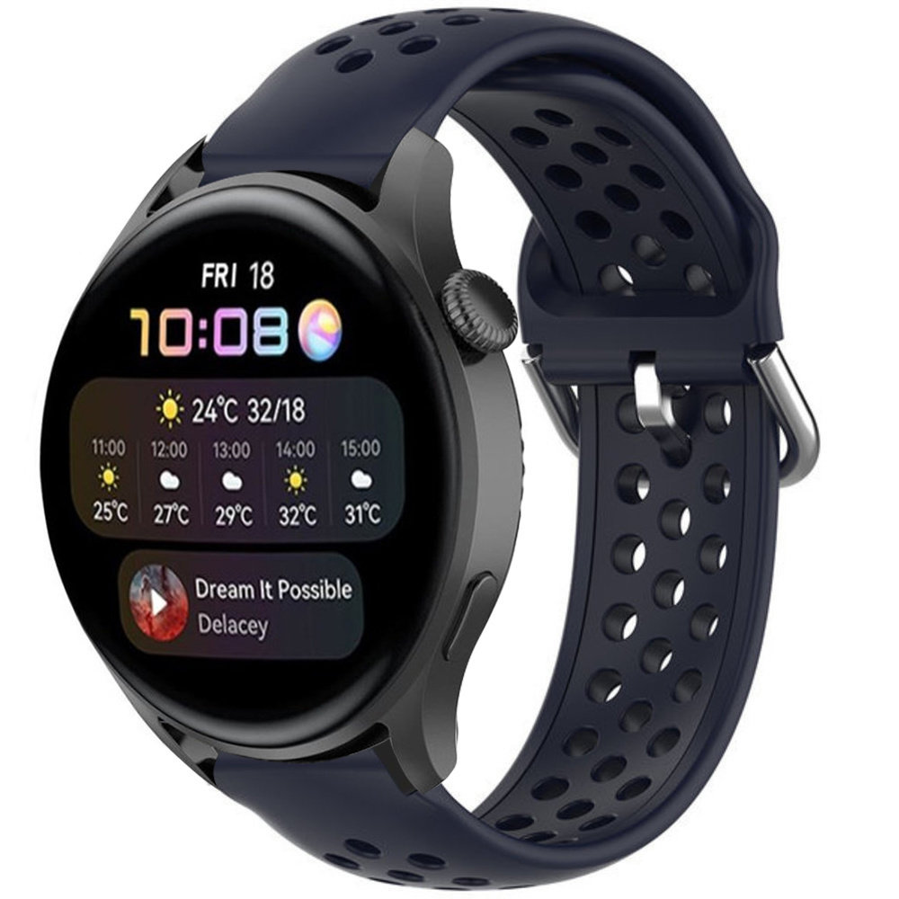 Strap-it® Strap-it Huawei Watch 3 (Pro) Silikonarmband mit Löchern (Dunkelblau) Strap-it® Strap-it Huawei Watch 3 (Pro) Silikonarmband mit Löchern (Dunkelblau)