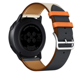 Strap-it® OnePlus Watch Lederarmband (Weiß/Dunkelblau)