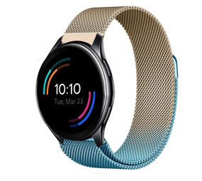 Strap-it® OnePlus Watch Milanese Armband (Blau/Gold)