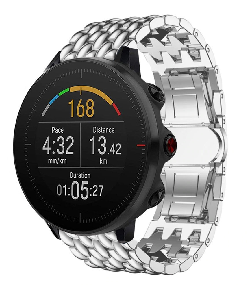Strap-it® Strap-it Polar Vantage M Drachen Stahlarmband (Silber)